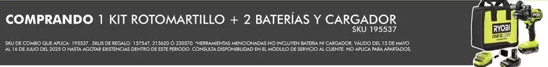 Oferta de Comprando 1 Kit Rotomartillo + 2 Baterías Y Cargador en The Home Depot