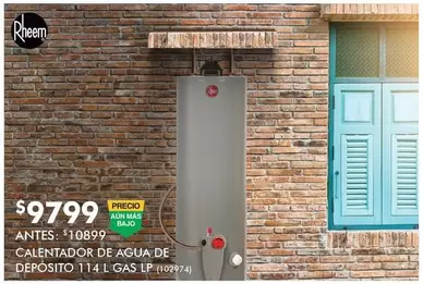 Oferta de Rheem - Calentador De Agua De Deposito 114 L Gas LP por $9799 en The Home Depot