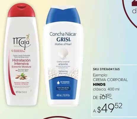 Oferta de Hinds - Crema Corporal Clásica por $49.52 en Del Sol