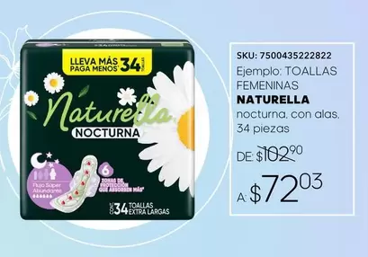 Oferta de Naturella - Feminías por $72.03 en Del Sol