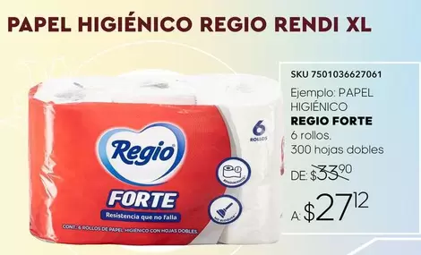 Oferta de Regio - Papel Higienico Rendi Xl por $2712 en Del Sol