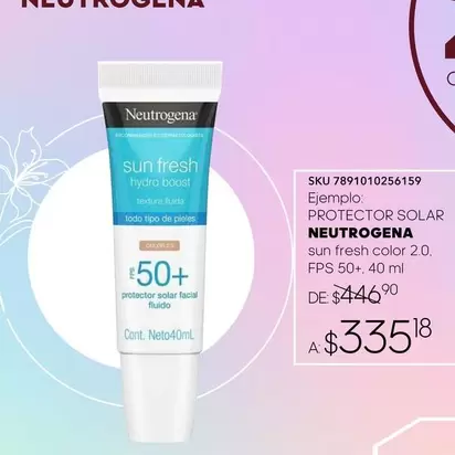 Oferta de Neutrogena - Sun Fresh Color 2.0 Fps 50+ 40 Ml por $335.18 en Del Sol