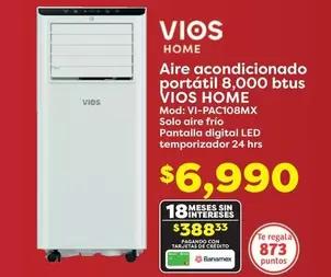 Oferta de Vios - Aire Acondicionado Portátil 8,000 Btus por $6990 en Soriana Híper