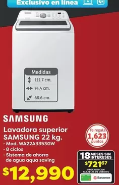 Oferta de 8 - Lavadora Superior por $12990 en Soriana Híper
