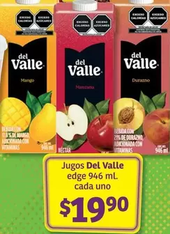 Oferta de Del Valle - Jugos Edge 946 Ml. Cada Uno por $19.9 en Soriana Híper