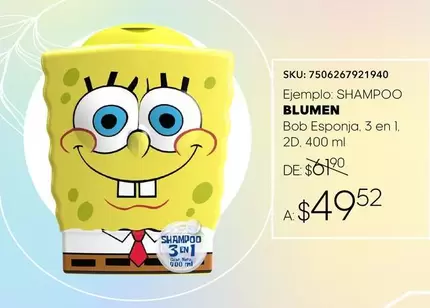 Oferta de Blumen - Blumen Bob Esponja 3 En 1 por $49.52 en Woolworth