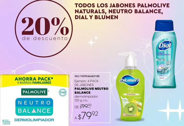 Oferta de Palmolive - Jabon Pain Repelopment Balance por $79.92 en Woolworth