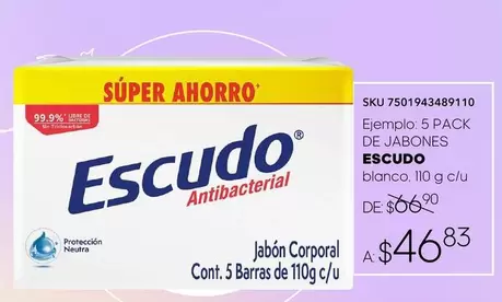 Oferta de Escudo - Jabón Corporal por $46.83 en Woolworth