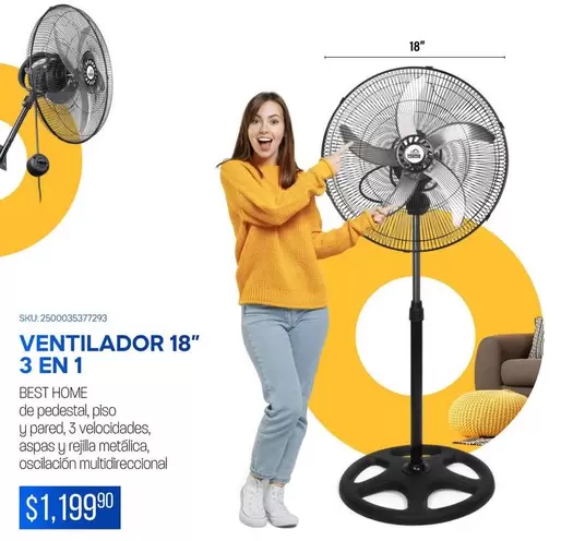 Oferta de Best Home - Ventilador 18" 3 En 1 por $1199 en Del Sol