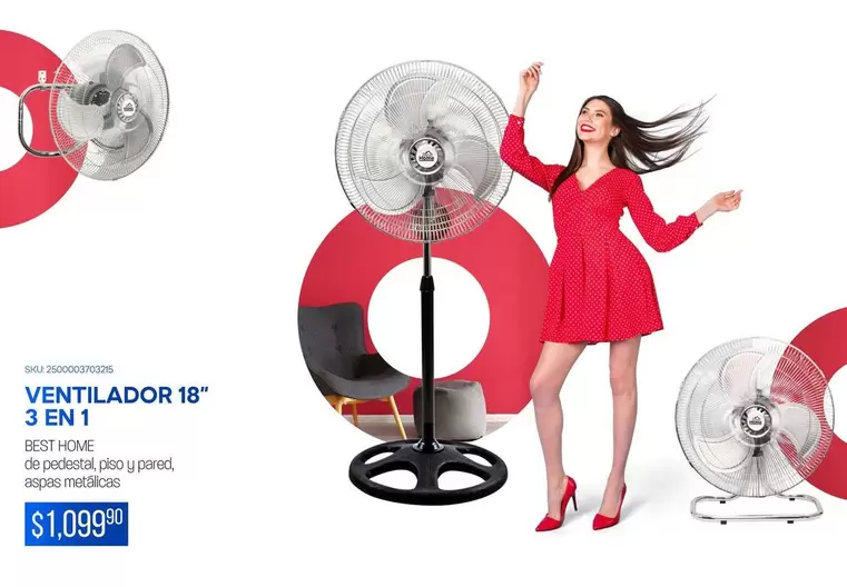 Oferta de 3 en 1  - Ventilador 18" 3 En 1 por $109.99 en Del Sol