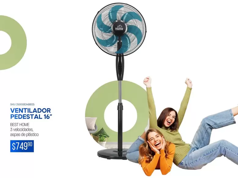 Oferta de Best Home - Ventilador Pedestal 16" por $749.99 en Del Sol