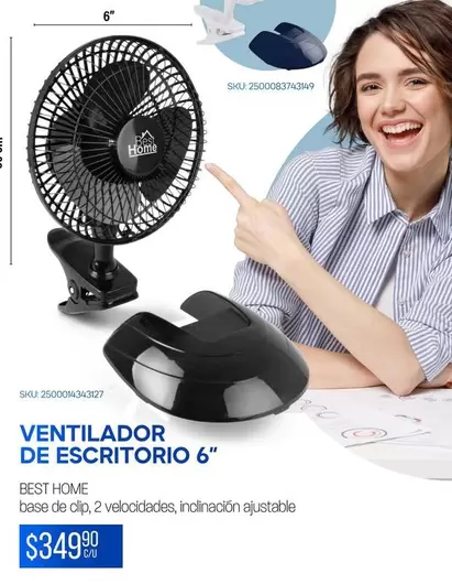 Oferta de Best Home - Ventilador De Escritorio 6" por $349.9 en Del Sol