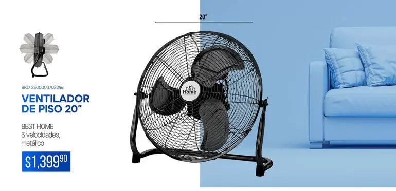 Oferta de Best Home - Ventilador De Piso 20" por $1399 en Del Sol