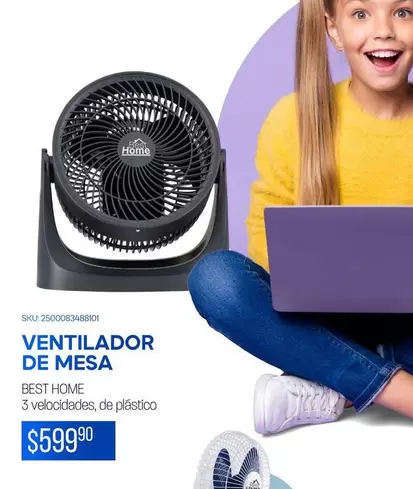 Oferta de Best Home - Ventilador De Mesa por $599.9 en Del Sol
