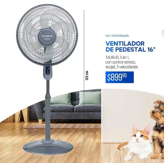 Oferta de Tourus - Ventilador De Pedestal 16" por $899.9 en Del Sol