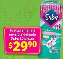 Oferta de Saba - Toalla Femenina Invisible Delgada por $29.9 en Soriana Híper