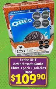 Oferta de Santa Clara - Leche Uht Deslactosada Clara 3 Pack + Galletas por $109.9 en Soriana Híper